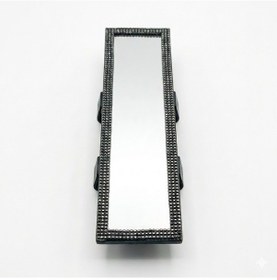 Resim Kristal Taşlı İç Dikiz Aynası Tırnaklı Ayna 29,5x7cm Gümüş 