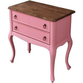 Resim Roys Ahşap P3540 Pembe Üstü Ceviz Eskitme Çift Çekmeceli Komodin 