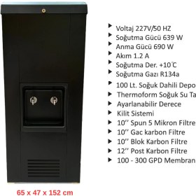 Resim Evora Sanayi Tipi Sebil 100 Litre Soğutmalı Arıtmalı Siyah Premium Endüstriyel Su Sebili 