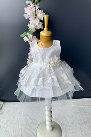 Resim Mnk Baby&Kids Kat Dantelli Gül Motif Kız Bebek Elbise Pnpn159 Beyaz 