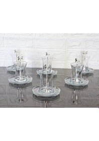 Resim 18 Parça Çay Seti Gümüş Kelebek Çay Kaşıklı 6 Bardak 6 Tabak 6 Kaşık Gümüş 