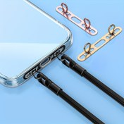 Resim 2 adet Paslanmaz Çelik Çift Askılı Telefon Çapraz Askı, Engelleme Önleyici Şarj Portu, Kılıf Erişilebilirliği için Güvenli Cep Telefonu Kayışı 