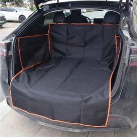 Resim Turuncu Detaylarla Su Geçirmez Suni Deri Araba Bagaj Matı - Sedan, SUV ve Kamyonlar için Dayanıklı Evcil Hayvan Koltuk Kılıfı - Kir, Dökülme ve Çizikleri Önler - Canlı Detay Tasarımı | Koruyucu Araba Matı 