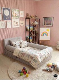 Resim Sünger Koltuk Yatak 160x90 cm - 3'ü 1 Arada Kadife Çocuk Yatağı | Fermuarlı Yıkanabilir Kılıf | Gri 