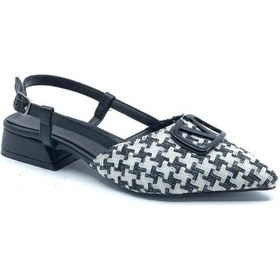 Resim Feles 01-902 V Toka Kadın Babet Ayakkabı Siyah-beyaz 