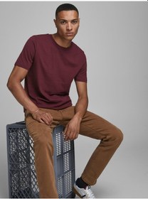 Resim Jack & Jones Jjeorganıc Düz Tişört 12156101 Koyu Bordo 