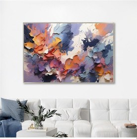 Resim Yağlı Boya Dokulu Tablo Soyut Renkli Boyalar Gümüş Çerçeveli U08046-179060 