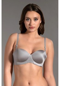Resim Cotonhause Kadın Straplez Lotus Lazer Kesim Push-up Gri Sütyen 336055 001 