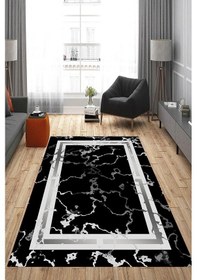 Resim Rovigo Home Dijital Baskı Yıkanabilir Kaymaz Taban Salon Halısı Ve Yolluk Rvg0838-fnl48 Siyah 