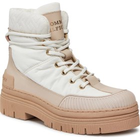 Resim Tommy Hilfiger Kadın Marka Logolu Düz Taban Kaydırmaz Günlük Kullanım Beyaz Bot & Bootie FW0FW07502-YBH 