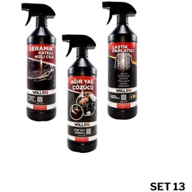 Resim Wollx90 3 Parça Oto Bakım Seti ( Ağır Yağ Çözücü, Seramik Katkılı Hızlı Cila, Lastik Parlatıcı SET 13 ) 