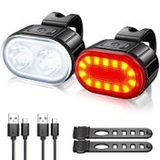 Resim Gece Bisiklet Sürüş Işığı, Dağ Bisikleti Ön ve Arka Farı, USB Şarj Aksesuarları, Uyarı Flaşı Ekipmanı 