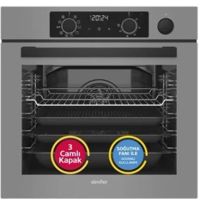 Resim Simfer 11 Fonksiyon Steam Master Gri 2'li Ankastre Set (Fırın + Ocak) 