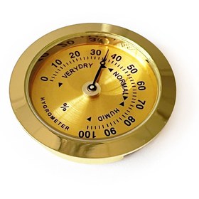 Resim OEM Analog Higrometre Nem Ölçer Humidor Puro Kutusu Için Metal Çerçeve Sarı 37mm 
