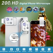 Resim APEXEL 200X HD Dijital Telefon Cep Mikroskobu LED Işık ile, 99% Akıllı Telefonlar için Evrensel Klipsli Kamera Ek Parçası - Yüksek Çözünürlüklü Büyütme, ABS Malzeme, Mikro Dünya Keyfini Çıkarmak İçin İdeal Hediye, APEXE 