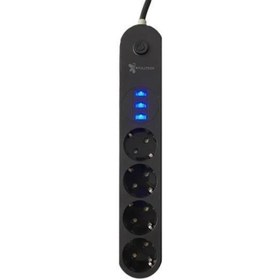 Resim 4lü Siyah Anahtarlı 3 Usb Li Akım Korumalı Topraklı Çocuk Korumalı Grup Priz 2 Metre 