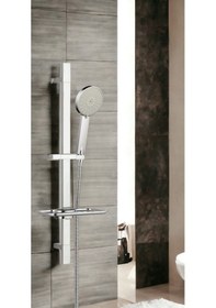 Resim T-may Lidya Kare Borulu Hareketli Sürgülü Duş Seti Üst Takımı Krom 