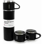 Resim Vacuum Termos Paslanmaz Çelik 3 Bardaklı Vakumlu Termos Set 500 Ml, 12 Saate Kadar Isı Koruma 