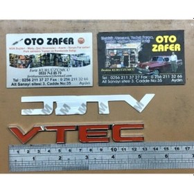 Resim Honda Civic Vtec Kırmızı Krom Bagaj Arma Logo Sticker 