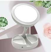Resim Techtic Katlanabilir Yuvarlak Mike Up Mirror Led Işıklı 10x Makyaj Aynası 