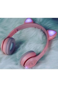 Resim Torima P47M Sevimli Renkli Kedi Kulak Lacivert Bluetooth Kulak Üstü Kulaklık 