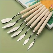 Resim Yağlı boya, pasta yapımı ve sanat araçları için 7 parça palet bıçağı seti - Paslanmaz çelik bıçaklar 
