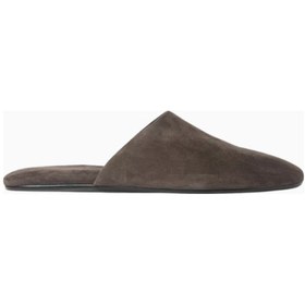 Resim Castle Black Black Suede Studio Shiloh Süet Yuvarlak Burunlu, Rahat Slip-on Kapalı Mule Terlik Koyu Kahverengi 