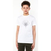 Resim Silhouette Music A Dandelion Photographic Baskılı Unisex Çocuk Beyaz T-Shirt 