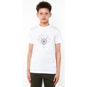 Resim Silhouette Music A Dandelion Photographic Baskılı Unisex Çocuk Beyaz T-Shirt 