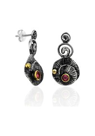Resim Oksitli Gümüş Set Kök Yakut Taşlı Gümüş Otantik İkili Set 925 Ayar St136 Gümüş 