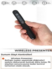 Resim gaman Slim Kablosuz Lazerli Kalem Tipi Wireless Sunum Kumandası Cepte Taşınabilir Özel Kılıfında 