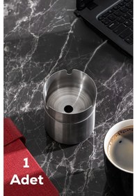 Resim Porsima Etn-236 Large Paslanmaz Çelik Metal Kül Tablası - Kapaklı Rüzgar Geçirmez Küllük 