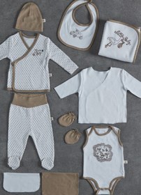 Resim Ecocotton It Is A Boy Erkek Bebek Kahverengi Hastane Çıkışı Set 0-3 Ay 10 lu 