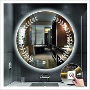 Resim Dnr-Mirror60 Cm Beyaz Ledli Tasarım Kumlamalı Dokunmatik Tuşlu Banyo Aynası Makyaj Aynası Işıklı Ayna 