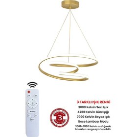 Resim Ransom Kumandalı Gold Dimmerli Led Avize Galaksi Ledli Avize Altın 