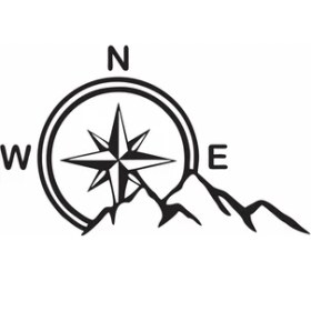 Resim Dağ ve Pusula Stciker Siyah 25X20 cm 