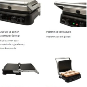 Resim Tefal 2000W ve Zaman Ayarlayıcı Özelliği Elektrikli Premium Izgara ve Tost Makinesi+Mutfak Tartısı Hediyeli 