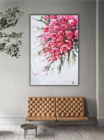 Resim Yağlı Boya Tablo %100 El Yapımı 84cmx104cm Çiçek Buket 