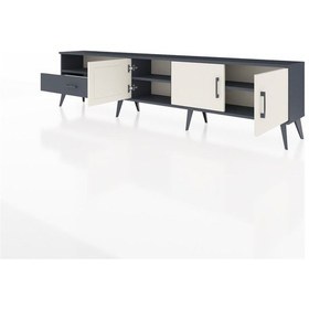 Resim Arges Tv Ünitesi 3 Raflı Tek Çekmeceli 3 Kapaklı 220x30x51 Antrasit-aytaşı/antrasit Aytası/antrasıt - Antrasıt 