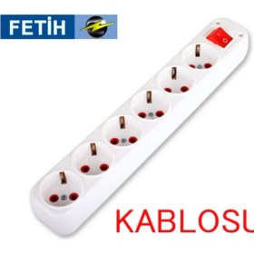 Resim Fetih Kablosuz Çoklu Topraklı Anahtarlı Grup Priz 6'lı 610-00 