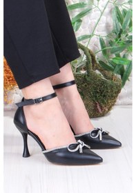 Resim Fort 35695 Cilt Fiyonklu Biye Taşlı Topuklu Abiye Ayakkabı Kadın Ayakkabı Siyah 