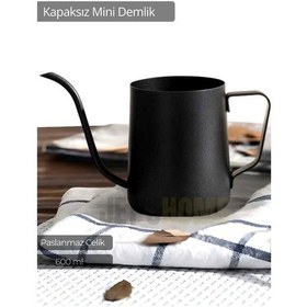 Resim Kapaksız Cezve Paslanmaz Kahve Demliği İndüksiyon Uyumlu Çelik Cezve 600 Ml 