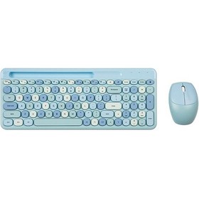 Resim Mofii 2.4g Kablosuz Klavye Mouse Kombosu Klavye Ve Mouse Paylaşımı Bir Alıcı Usb Arayüzü 110 Tuş Yuvası Tasarım Mavi 