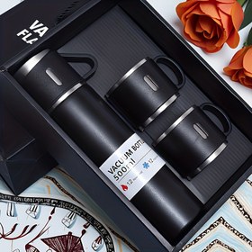 Resim 1 set - Paslanmaz Çelik Vakumlu İzoleli 500ml/16.9oz Şişe Bardak ile, Sıcak ve Soğuk İçecekler için İdeal, Okul Su Şişesi 