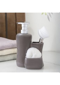 Resim Porsima 277746 Sıvı Sabunluk Fırçalı Süngerlikli Sabunluk Gri 
