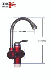 Resim Sıcak Musluk Elektrikli Ani Su Isıtıcı Termal Şofben Musluk Lavaboya Monteli 