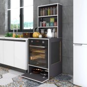 Resim Kenzlife ankastre fırın dolabı hümeyra gri 165*60*56 mutfak kapaklı 