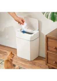 Resim Porsima 4147 Hareket Sensörlü Sessiz Kapatma Çöp Kutusu Banyo Mutfak Çöp Kovası Kapaklı Banyo Çöp Kovası Beyaz 