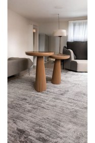 Resim Simillo Home&Living Wood Wooden Ahşap Kahverengi Renk 2'li Set Mantar Yan Sehpa Fiskos Çiçeklik Decorative 