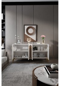 Resim KLAS KONSOL MDF MEBRAN KAPAK EKRU GOLD 